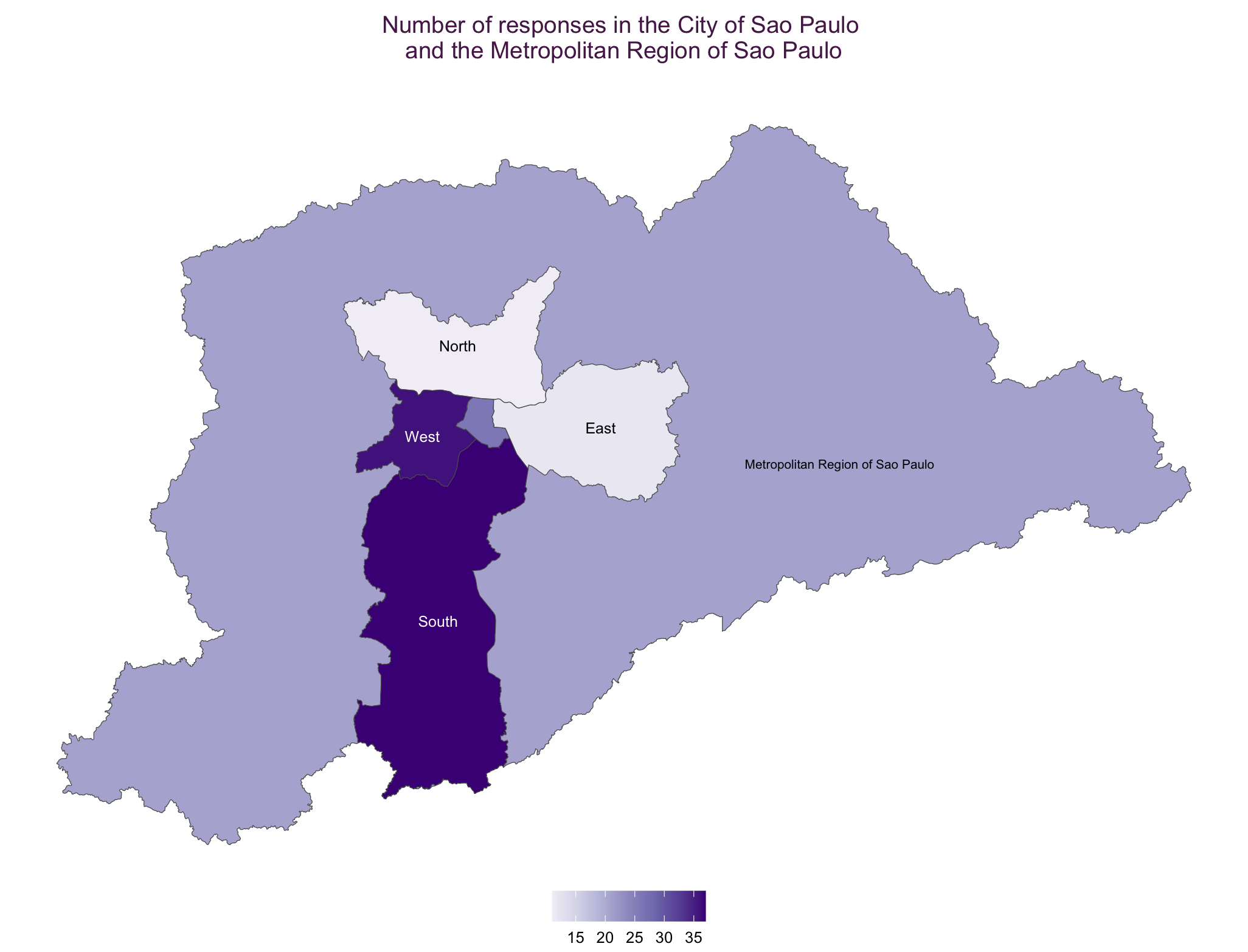 Map of the City of Sao Paulo: most part of the respondents said they are from the South and West part of the city.